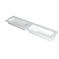 INK Kraft Wastafel Dubbele Bak met 2 Kraangaten - 1800x450x10 mm - Glans Wit