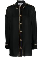 Moschino chemise en soie à boutons logo - Noir