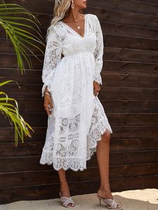 Women's Ethnic Pattern Lace Balloon Sleeve Cover Hip Prom Evening Dress Party Wedding