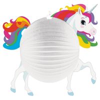 Eenhoorn bol vormige party lampion 25 cm