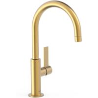 Wastafelkraan Tres Project | Opbouw | Draaibare uitloop | Mengkraan | Hoog model | 1-hendel | Rond | 24k Goud mat