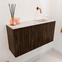 Toiletmeubel Mondiaz Joya Dlux | 80 cm | Meubelkleur Walnut | Faye wastafel Nata Wasbak Rechts | Zonder kraangat(en)