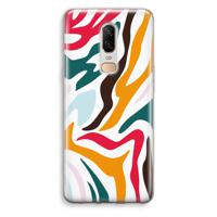Colored Zebra: OnePlus 6 Transparant Hoesje