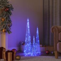 Lichtkegelset decoratief LED 30/45/60 cm acryl blauw
