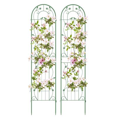 2-Delige Set Metalen Klimrekken om te Steken Decoratieve Tuinhekken Vrijstaande klimsteun Groen