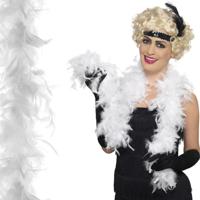 Carnaval verkleed veren Boa - 2x stuks - kleur wit - 2 meter - Verkleedkleding accessoires Carnaval verkleed veren Boa - 2x stuks - kleur wit - 2 meter - Verkleedkleding accessoires