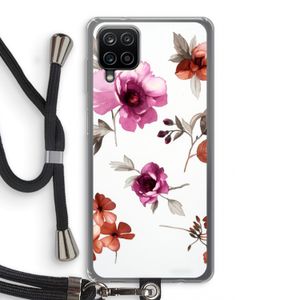 Geschilderde bloemen: Samsung Galaxy A12 Transparant Hoesje met koord