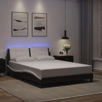 Bedframe met LED zonder matras "Zadar" kunstleer zwart en wit 140x190 cm