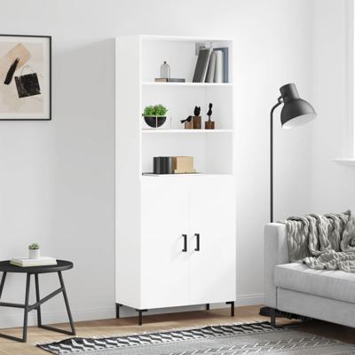 Hoge kast 69,5x34x180 cm bewerkt hout wit