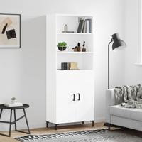 Hoge kast 69,5x34x180 cm bewerkt hout wit