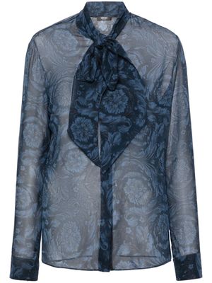 Versace Barocco sjaal met sjaalstrik - Blauw Versace Barocco sjaal met sjaalstrik - Blauw