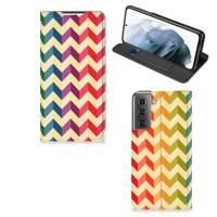 Samsung Galaxy S21 FE | Hoesje met Magneet | Zigzag Multi Color