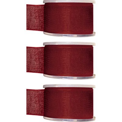 3x Hobby/decoratie bordeauxrode organza sierlinten 4 cm/40 mm x 20 meter