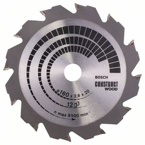 Bosch Accessoires Cirkelzaagblad Construct Wood 160 x 20/16 x 2,6 mm, 12 1st - 2608640630