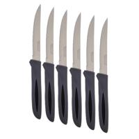 Secret de Gourmet Steakmessen/vleesmessen Essential - 6x stuks - RVS - grijs - 23 cm