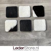 Koeienhuid onderzetters zwart wit 10x10cm