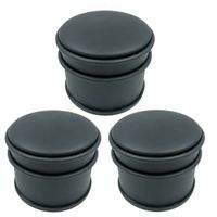 Set van 3x deurstoppers rond mat zwart 10 x 8 cm