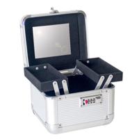 Gerimport Beautycase met 2 uitklapbare vakken - 22 x 17 x 15 cm - Make up koffer - voor op reis