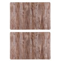 Set van 12x stuks tafel placemats licht hout kleur 43 x 28 cm van kunststof