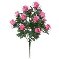 Kunstbloemen boeket rozen/gipskruid - lichtroze - H56 cm - Bloemstuk - Bladgroen