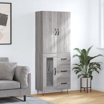 Hoge kast 69,5x34x180 cm bewerkt hout grijs sonoma eikenkleurig