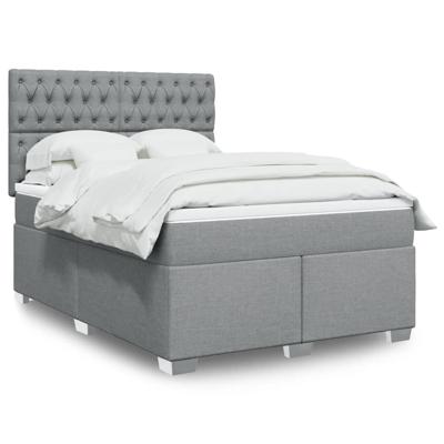 Boxspring met matras stof lichtgrijs 140x200 cm