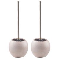 2x Stuks WC/Toiletborstel in houder keramiek - rose goud glitter - D12 x 34 cm