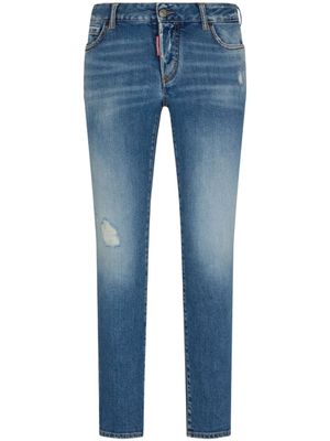 DSQUARED2 jean cigarette à patch logo - Bleu