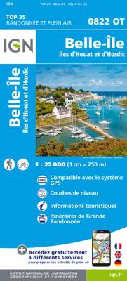 Wandelkaart - Topografische kaart 0822OT Belle-Ile - Ile d'Houat et d'Hoëdic Bretagne | IGN - Institut Géographique National