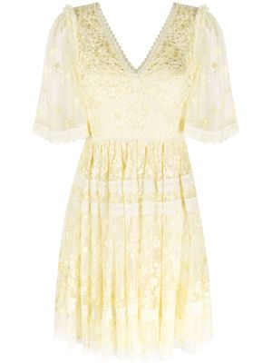 Needle & Thread robe courte Sweetheart en dentelle - Jaune