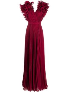 Elie Saab robe longue en soie à effet plissé - Rouge