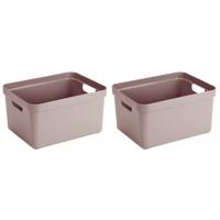 Sunware Opbergbox Sigma - 6x - kunststof - roze - 13 liter - 35 x 25 x 18 cm - Opbergbakken
