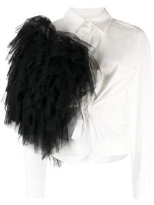 ACT Nº1 chemise en tulle à détail de pompon - Blanc