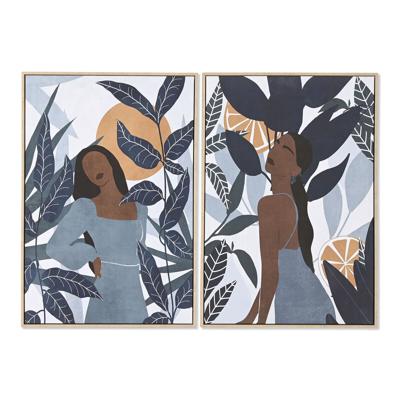 Schilderij Home ESPRIT Tropisch 63 x 4,5 x 93 cm (2 Stuks)