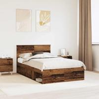 Bedframe met hoofdeinde Oudhout 120 x 200 cm Bewerkt hout