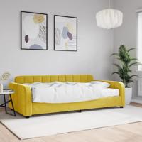 Slaapbank met matras 100x200 cm fluweel geel