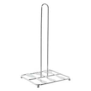 Metalen keukenrolhouder zilver met bestek patroon vierkant L15 x B16 x H30 cm