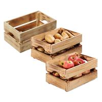 Fruitkisten opslagbox - 3x - old look - lichtbruin - hout - L30 x B20 x H15 cm