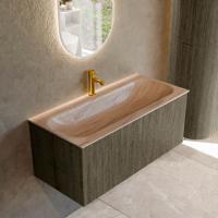 Badmeubel Mondiaz Kurve-Dlux | 100 cm | Meubelkleur Shadow | Wastafelkleur Saba | Solid surface | Wasbak midden spoelbak | 1 kraangat