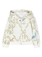 Roberto Cavalli Junior chain-print zip-up hoodie - Blanc