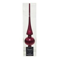 Glazen kerstboom piek framboos roze (magnolia) glans 26 cm - kerstboompieken - thumbnail