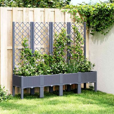 VidaXL Plantenbak met latwerk 160x40x142 cm polypropeen grijs