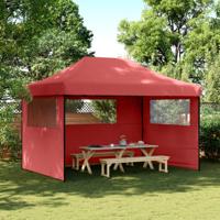 VidaXL Partytent inklapbaar pop-up met 3 zijwanden bordeauxrood - thumbnail