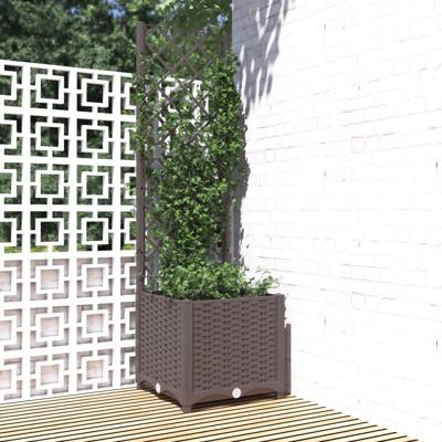 VidaXL Plantenbak met latwerk 40x40x136 cm polypropeen bruin