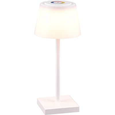 LED Tafellamp met Oplaadbare Batterijen - Trion Sansy - 2.1W - RGBW - Spatwaterdicht IP44 - Dimbaar - Vierkant - Wit