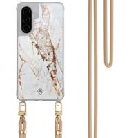 Samsung Galaxy A26 hoesje met beige koord - Marmer goud