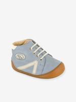 Veterlaarsjes van leer voor jongensbaby B1 Babybotte® blauw licht uni