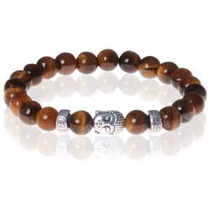 Heren kralen armband Tigereye Buddha Silver