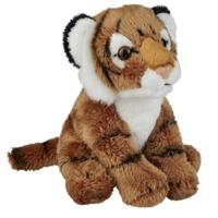 Ravensden Pluche tijger - knuffel tijger - bruin - 13 cm - wilde dieren knuffels