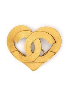 CHANEL Pre-Owned broche cœur à logo CC - Or